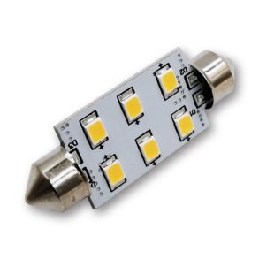 Megaled LED Festoon p�re Varmhvit 12/24V 6LED 1,5W 42mm/�10m Lanternep�re LED varmhvit 12/24V - 1,5W