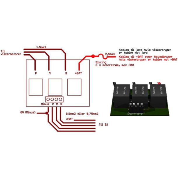Relekort for Stort Strmtrekk 12V 12V Maks 30A Tilbehr til 10440-00