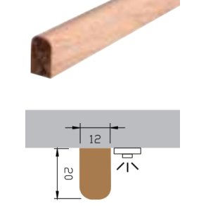 Btsystem Mahognylist 20x12mm 1m u/spor 