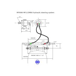 Hydrodrive Hydraulisk Styring MF115MRA Maks 115hk / 50 knop Med tilbakeslagsventil Enkel montering