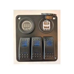 Bryterpanel m/voltmeter og USB uttak 3-veis. 