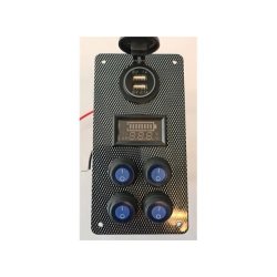 Bryterpanel m/voltmeter og USB uttak 4-veis