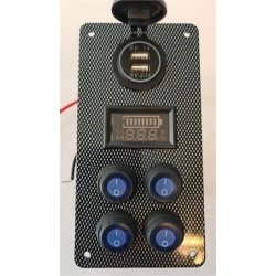Bryterpanel m/voltmeter og USB uttak 4-veis