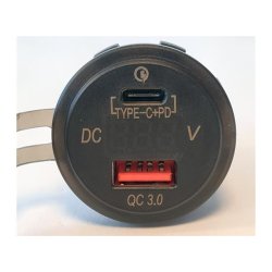 USB Uttak med USB C+ PD + QC 12-24v