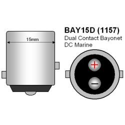 Megaled Lyspre BAY15 Nav 18LED 3,2W 12/24V BAY15D sokkel 12/24V - 3,2W L 54mm x  22 mm