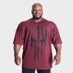 Skull Union Iron Tee, Maroon