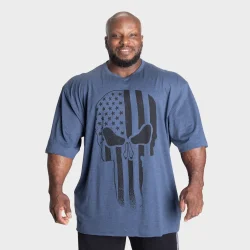 Skull Union Iron Tee, Sky Blue Melange