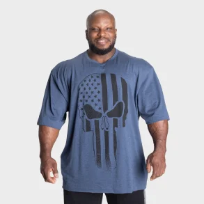 Skull Union Iron Tee, Sky Blue Melange