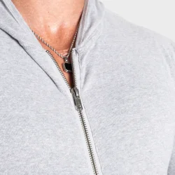 Light Zip Hoodie, Light Grey Melange