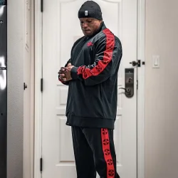 Bronx Track Pants, Black/Red