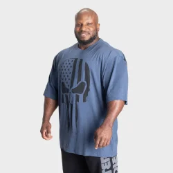 Skull Union Iron Tee, Sky Blue Melange