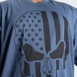 Skull Union Iron Tee, Sky Blue Melange
