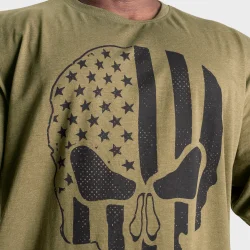 Skull Union Iron Tee, Army Green Melange