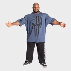 Skull Union Iron Tee, Sky Blue Melange