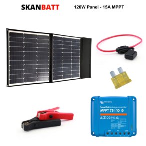 SKANBATT Solcellepakke 12V Bt Sammenleggbar 120W Victron regulator Premium Pakke