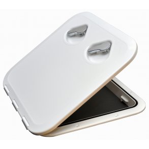 KABS-Luke 380x380mm Hvit u/Ls Kraftig m/krom hndtak.