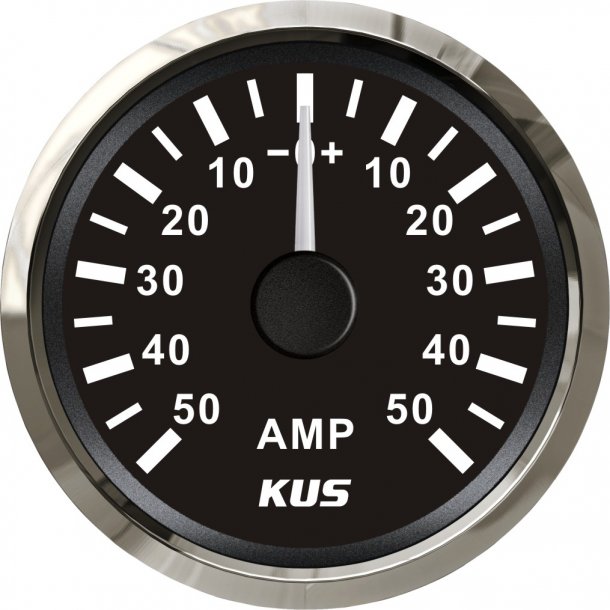 KUS AMP.METER M/SHUNT ANALOG +/-50A Sort m/blank ring