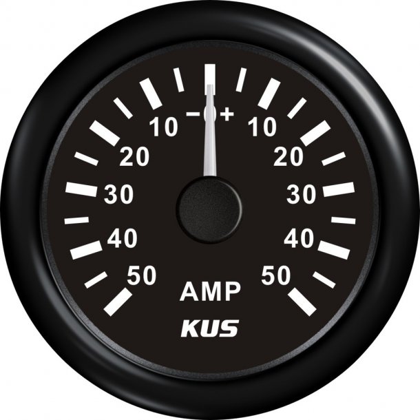 KUS AMP.METER M/SHUNT ANALOG +/-50A Sort