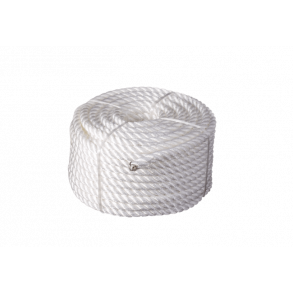 Ankertau 10mm 30m 3-sltt m/plastkause hvit