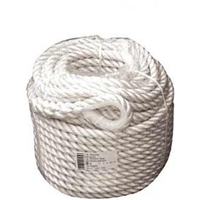 Ankertau 12mm 35m 3-sltt m/plastkause hvit