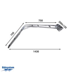 Btsystem Davitarm DV25-1 for avrundet akterspeil.