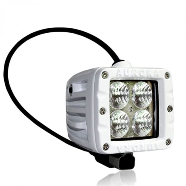 Dekkslyskaster LED 10cm 40W Hvit Spredelys 40W Vanntett IP69K 3200 Lumen
