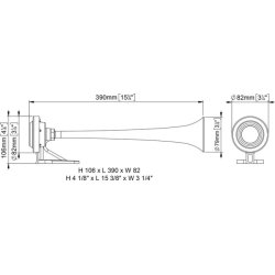 Trompethorn m/kompressor forkrommet plasst