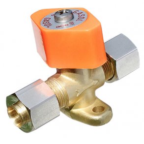 Gaslox 3/8 enkel kran m/mutterkoplinger