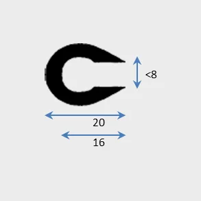 Kantprofil C2002D Sort For kano/jolle m/enkel flenskant Flenstykkelse <8mm Metervare