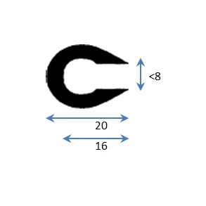 Kantprofil C2002D Sort For kano/jolle m/enkel flenskant Flenstykkelse <8mm Metervare