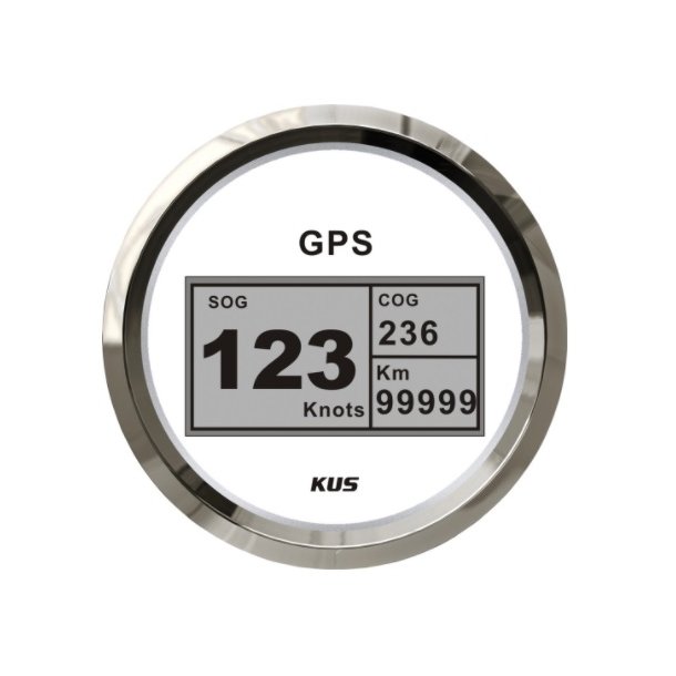 KUS FARTSMLER GPS DIGITAL 85MM Hvit m/blank ring