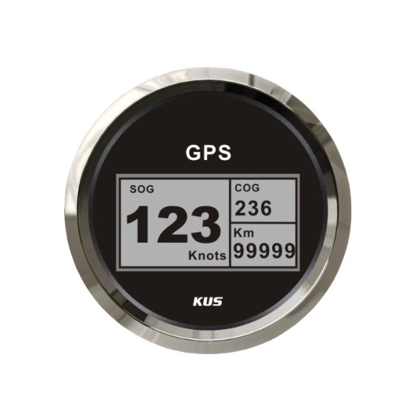 KUS FARTSMLER GPS DIGITAL 85MM Sort m/blank ring