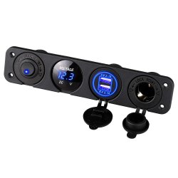 12V Bil sigarettenneruttak Dobbel USB-port Lader Voltmeter Panel Bt/bil