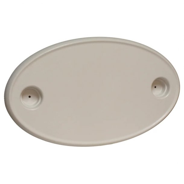 Bordplate Oval Plast m/2 Koppeholdere 457x762mm ABS plast 457 x 762 mm Integrerte koppeholdere