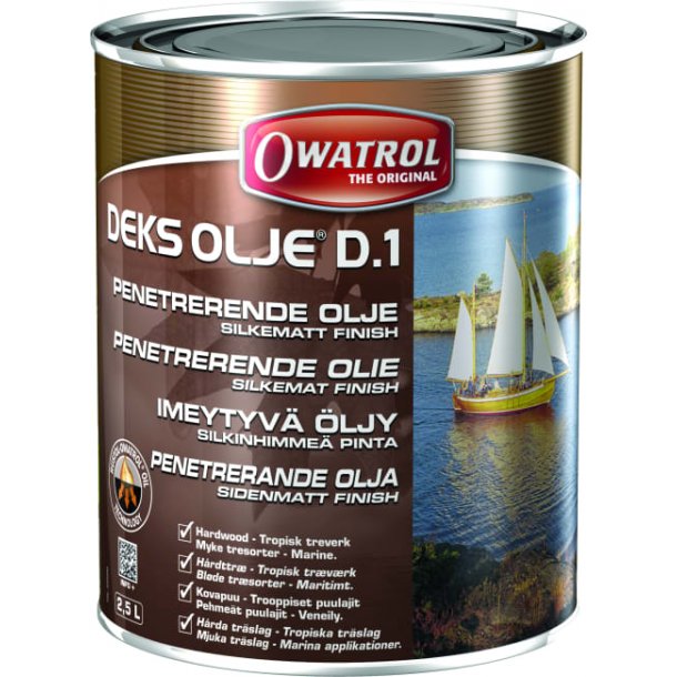 Owatrol Dekksolje D1 Silkematt 2,5 liter Mettende treolje 2,5 liter Silkematt finish For alle typer 