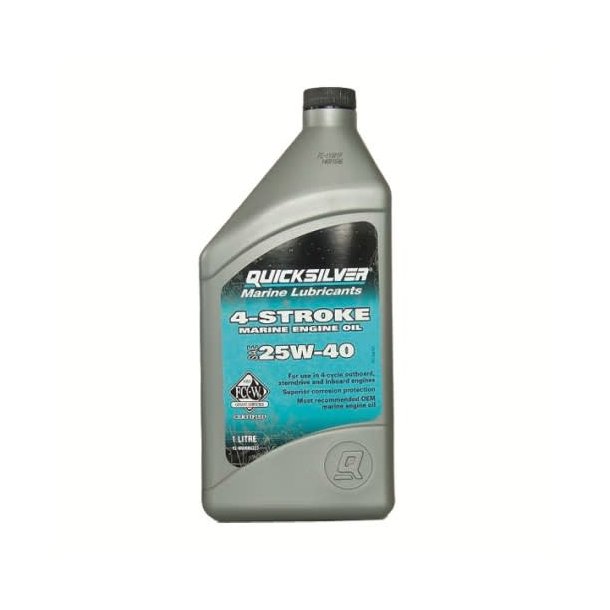 Quicksilver 25W40 Helsyntetisk 1 liter FC-W 25W/40 Syntetisk For alle 4-takts marinemotorer