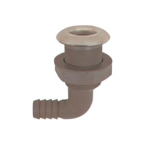 Skroggjennomfring 90 Gr.Skroggjennomfring med vinkel produsert i plast og rustfritt stl AISI316.