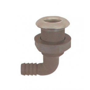 Skroggjennomfring 90 Gr.Skroggjennomfring med vinkel produsert i plast og rustfritt stl AISI316.