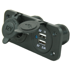 Strmkontakt 1x12V 2x USB Innfellbar 12V 