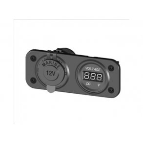 Strmuttak 12V m/Voltmeter