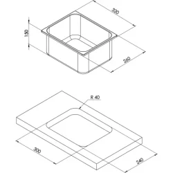 Vask Stl Firkantet 320x260mm 