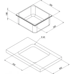Vask Stl Firkantet 350x320mm