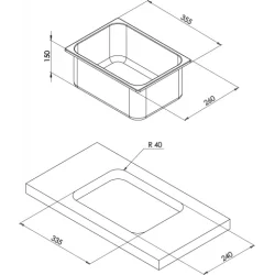  Vask Stl Firkantet 355x260mm 