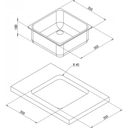 Vask Stl Firkantet 360x360mm