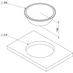 Vask Stl Rund 330mm  utvendig: 330 mm