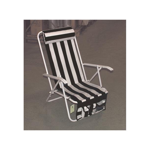 Strandstol Sort/Hvit. En flott og rimelig strand- og campingstol med 19mm stlrr.