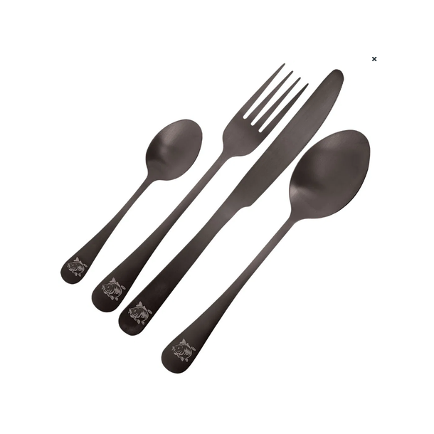 NGT Bestikk 4 deler i neoprenetaske Kniv - Skje - Gaffel - Teskje - Rustfri