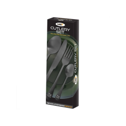 NGT Bestikk 4 deler i neoprenetaske Kniv - Skje - Gaffel - Teskje - Rustfri