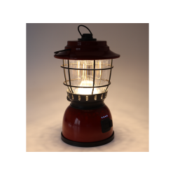 Osean Campinglykt m/ powerbank. Rd / Svart - 2 farger LED - Oppladbar