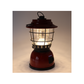 Osean Campinglykt m/ powerbank. Rd / Svart - 2 farger LED - Oppladbar